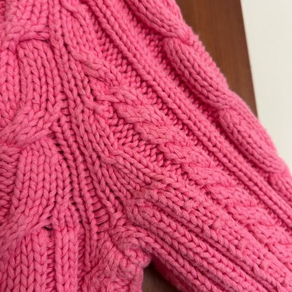 Chaps Pink Cable Knit Cotton Turtleneck Sweater, Size Med, Preloved - Picture 5 of 9
